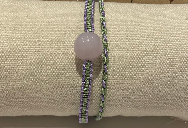 Handmade Bracelet with 13mm Light Purple Jade Bead, Adjustable Cord Bracelet for Peace, Healing & Emotional Balance