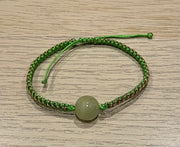 Handmade Green Jade Bead Bracelet, Adjustable Gemstone Jewelry for Luck & Positive Energy