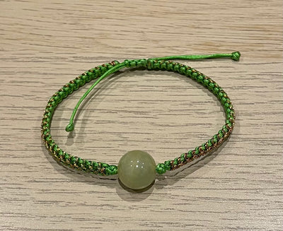 Handmade Green Jade Bead Bracelet, Adjustable Gemstone Jewelry for Luck & Positive Energy
