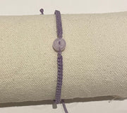 Handmade Bracelet with Tiny Lavender Jade Donut, Adjustable Cord Bracelet for Calm, Love & Spiritual Healing