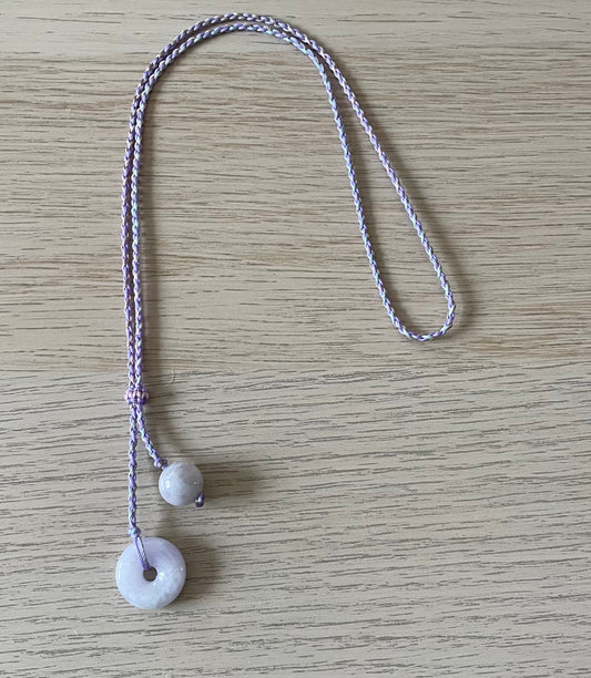 Handmade necklace with lavender jade donut and bead pendants