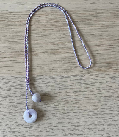 Handmade Necklace with Lavender Jade Donut and Bead Pendants,  Healing Stone Jewelry for Calm Energy & Elegant Balance