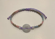 Handmade Bracelet with Light Purple Jade Donut, Adjustable Gradient Waxed String Bracelet for Balance, Calm & Everyday Elegance