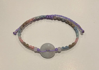 Handmade Bracelet with Light Purple Jade Donut, Adjustable Gradient Waxed String Bracelet for Balance, Calm & Everyday Elegance