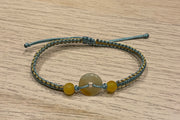 Handmade Bracelet with Yellow Jade Donut, Adjustable Cord Bracelet for Joy, Confidence & Positive Energy