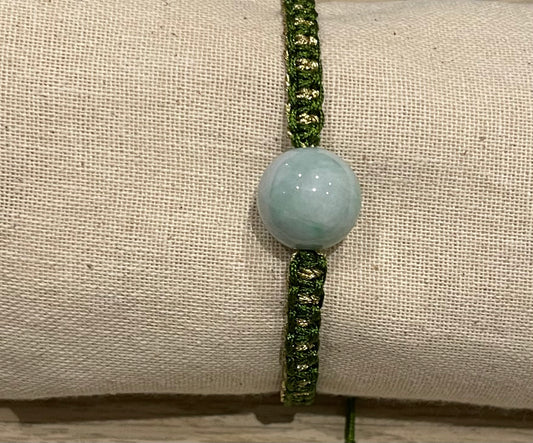 Handmade bracelet with a green jade bead