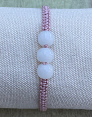 Handmade Bracelet with White Jade Beads, Adjustable Cord Bracelet for Calm Energy, Healing & Protection