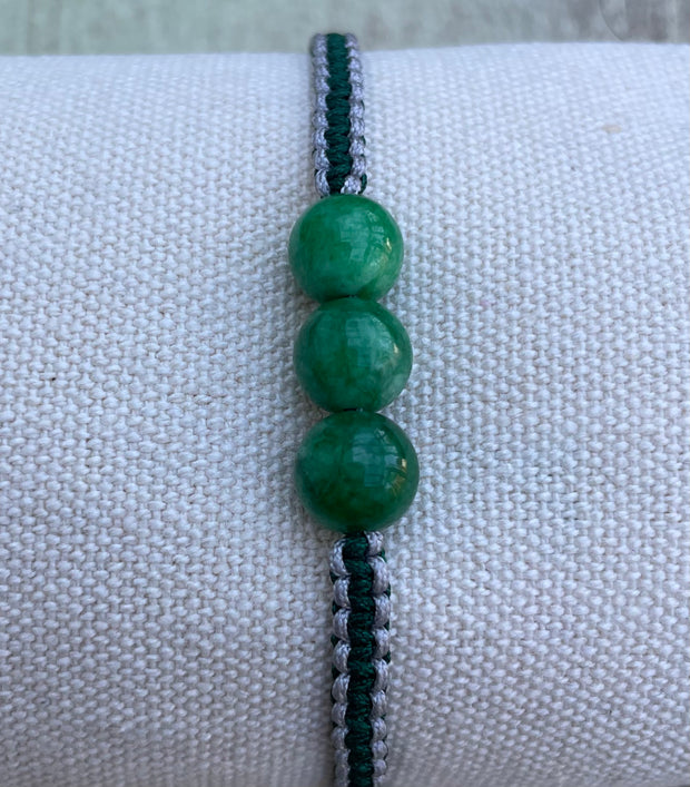 Handmade Bracelet with Green Jade Beadd,Adjustable Cord Bracelet for Luck, Balance & Healing Energy