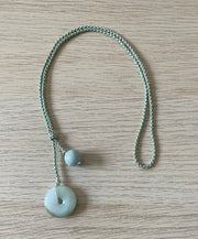 Handmade Necklace with Green Jade Donut and Bead Pendants, Natural Jade Jewelry for Luck, Harmony & Prosperity