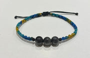 Handmade Bracelet with Black Jade Beads, Adjustable Gradient Waxed String Bracelet for Protection, Strength & Everyday Style