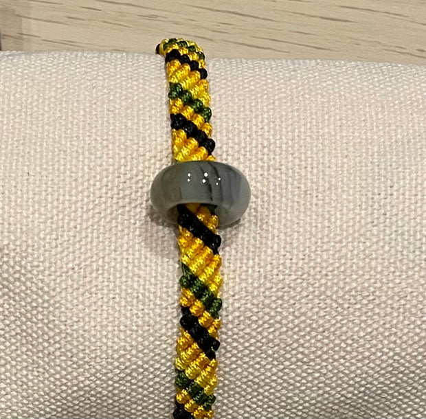 Handmade colourful bracelet with a jaHandmade Colourful Bracelet with Jade Ring, Adjustable Gemstone Jewelry for Luck, Energy & Positive Vibesde ring