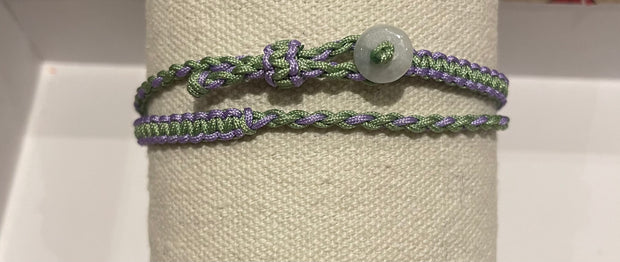 Handmade Bracelet with 13mm Light Purple Jade Bead, Adjustable Cord Bracelet for Peace, Healing & Emotional Balance
