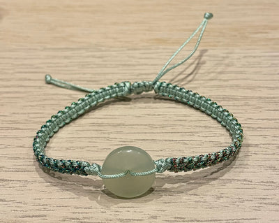 Handmade Serpentine Jade Donut Bracelet, Adjustable Gemstone Jewelry for Protection & Positive Energy