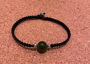 Handmade Bracelet with Green Jade Bead Charm, Adjustable Cord Bracelet for Luck, Balance & Healing Energy