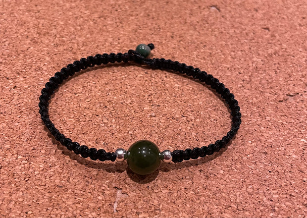 Handmade Bracelet with Green Jade Bead Charm, Adjustable Cord Bracelet for Luck, Balance & Healing Energy