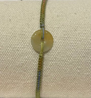 Handmade Bracelet with 12mm Yellow Jade Donut, Adjustable Cord Bracelet for Joy, Confidence & Positive Energy