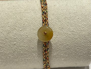 Handmade Bracelet with Tiny Yellow Jade Donut, Adjustable Cord Bracelet for Positivity, Joy & Everyday Elegance