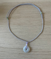 Handmade Necklace with Light Purple Jade Donut, Natural Stone Necklace for Calm, Healing & Inner Harmony
