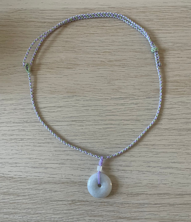 Handmade Necklace with Light Purple Jade Donut, Natural Stone Necklace for Calm, Healing & Inner Harmony