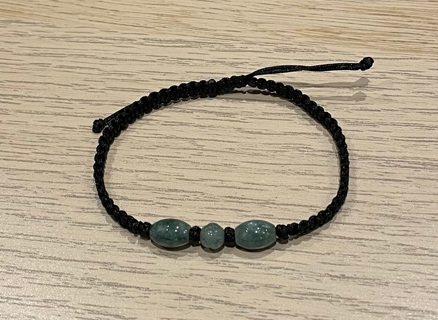 Handmade bracelet with green jade charms