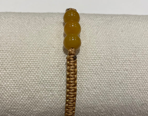 Handmade Bracelet with Yellow Jade Beads, Adjustable Cord Bracelet for Positivity, Luck & Everyday Style