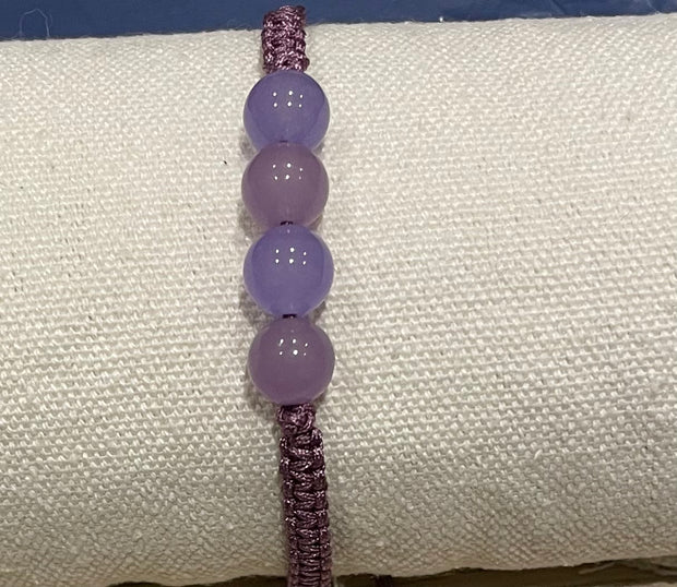 Handmade Purple Chalcedony Bracelet, Adjustable Gemstone Jewelry for Healing & Positive Energy