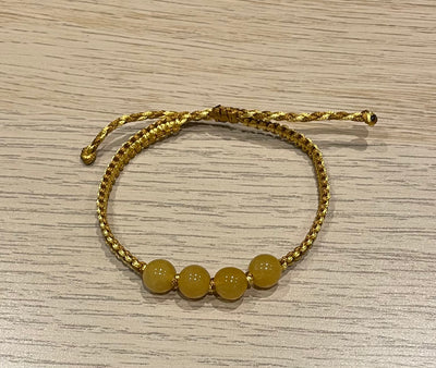 Handmade Bracelet with Yellow Jade Beads, Adjustable Cord Bracelet for Confidence, Joy & Positive Energy
