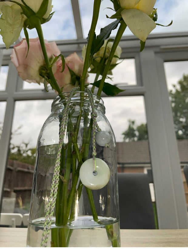 Handmade Necklace with Green Jade Donut and Bead Pendants, Natural Jade Jewelry for Luck, Harmony & Prosperity