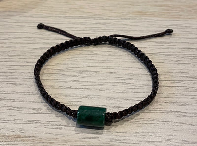 Handmade Bracelet with Green Jade Charm, Adjustable Cord Bracelet for Luck, Prosperity & Emotional Balance