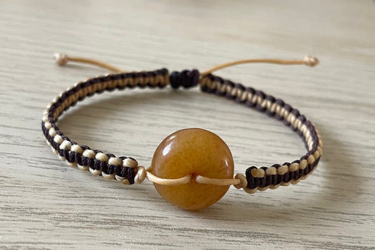 Handmade bracelet with a yellow jade charm
