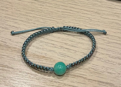Handmade Bracelet with Green Jade Bead, Adjustable Cord Bracelet for Luck, Balance & Healing Energy