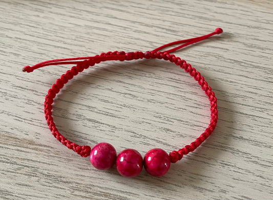 Handmade bracelet with red stone beads