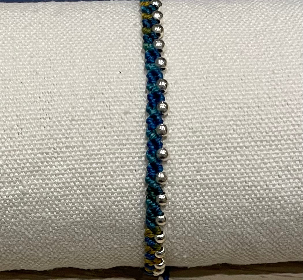 Handmade bracelet with silver colour metal beads