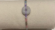 Handmade Bracelet with Light Purple Jade Donut, Adjustable Gradient Waxed String Bracelet for Balance, Calm & Everyday Elegance
