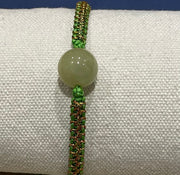 Handmade Green Jade Bead Bracelet, Adjustable Gemstone Jewelry for Luck & Positive Energy