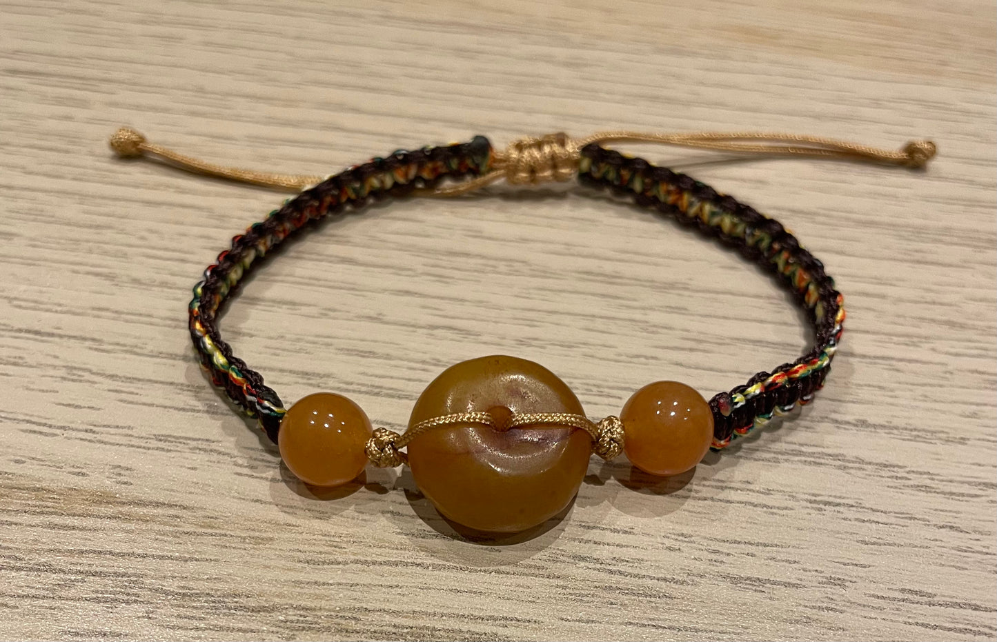 Handmade bracelet with yellow jade charms