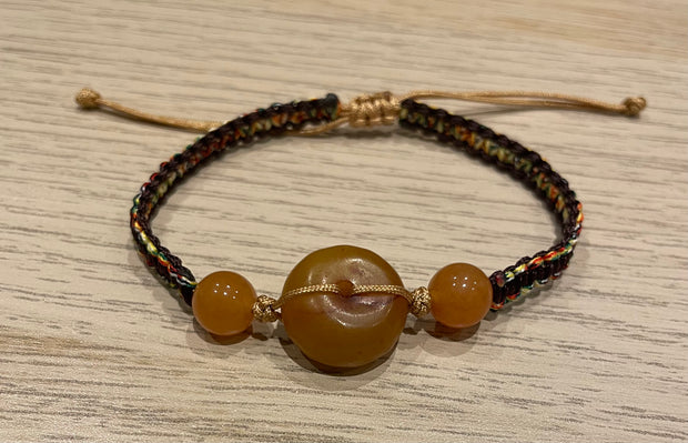 Handmade Yellow Jade Bracelet, Natural Healing Gemstone Jewelry for Luck, Protection & Positive Energy